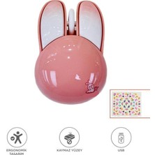 Başkenttekno Kablosuz Tavşan Kulaklı Sessiz Mouse 1200 Dpı Optik Kablosuz Fare Tm-21