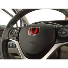 Stilix Garage Honda Civic Ies Makyajlı-Fd6-Fb7 Fc5 Fk7 Uyumlu Kırmızı Direksiyon Logosu 5x4 cm