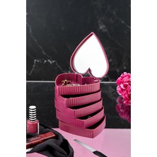 5 Katlı Aynalı Kalp Dönüşlü Takı Organizer Kutusu