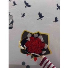 AhEs Shopping Sevgililer Günü 7'li Kırmızı Solmayan Gül Buketi, Kurdele Gül, Sevgiliye, Arkadaşa, Anneye Hediye