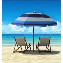 PremiumPort Katlanabilir Mavi-Beyaz 180CM Güneş Şemsiyesi, Plaj ve Bahçe Kullanımı