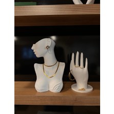 Şık Dekoratif Takı Mankeni Standı 25 Cm, 2'li Set Beyaz