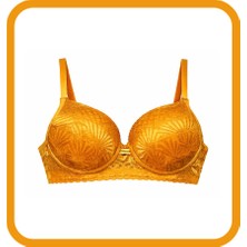 Zarvia Desenli Destekli Dolgulu Sütyen Turuncu