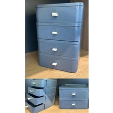 Gri 4 Katlı Çekmece Masaüstü Organizer, Makyaj ve Takı Düzenleyici