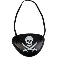 Pazarcan Siyah Renk Kuru Kafa Baskılı Plastik Korsan Göz Maskesi Korsan Göz Bandı