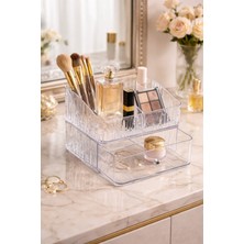 2 Katlı Şeffaf Akrilik Makyaj ve Takı Organizeri, Çok Amaçlı Düzenleyici