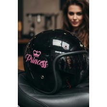 Princess Rider Motosiklet Kask Vizör Sticker - Pembe Kask Yazısı - Suya Dayanıklı Çıkartma
