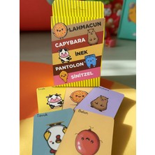 LUXMON Lahmacun Capybara Inek Pantolon Şinitzel Kart Oyunu - Hızlı Refleks ve Dikkat Oyunu 48 Kart