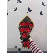 AhEs Shopping Sevgililer Günü 6'lı Kırmızı Solmayan Gül Buketi, Kurdele Gül, Sevgiliye, Arkadaşa, Anneye Hediye