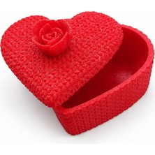 3D Baskılı Kalp Şeklinde Takı Kutusu (  Kırmızı Gül Kalp Düzenleyici Kutu )