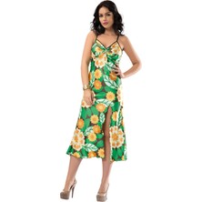 Pazarcan Yeşil Yırtmaçlı Saten Gecelil