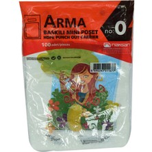 Pazarcan Arma Baskılı Mini Poşet Eczane Mağaza Dükkan Poşeti Karma Desen Renk 32X20 cm 100 Adet No:0
