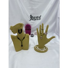 Şık ve Fonksiyonel 20 cm Hardal Dekoratif Takı Organizeri Seti