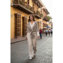 Trend Nexus Üçgen Içten Geçmeli Triko Şal