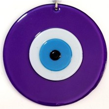 Nazar Boncuklu Mor Renk 20 Santimetre Çapında Cam Duvar Süsü