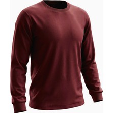 ÜMİTEKS WORLD OF CLOTHES Bisiklet Yaka Bordo Şardonlu Sivit- 2 Iplik Şardonlu 0 Yaka Bordo Sweatshirt