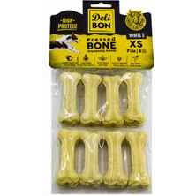 Pazarcan Deri Köpek Çiğneti Pres Kemik 8X7CM Beyaz