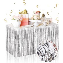 Gümüş Metalize Masa Eteği 275X75 cm – Kendinden Yapışkanlı