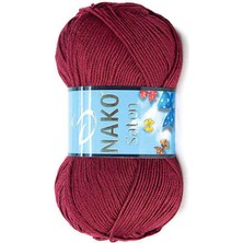 Nako Saten (5 Adet) 999 Bordo Renk El Örgü Ipliği