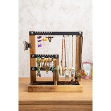 Dekoratif Ahşap Takı Organizeri, Bileklik, Saat, Kolye, Bilezik ve Küpe Standı