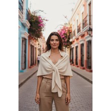 Trend Nexus Üçgen Içten Geçmeli Triko Şal