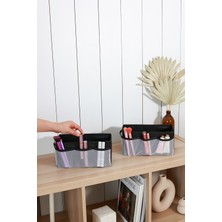 Iki Parça Siyah Kozmetik Düzenleyici ve Makyaj Kutusu Seti