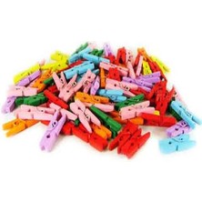 Pazarcan Renkli Mini Ahşap Mandal (100 Adet)