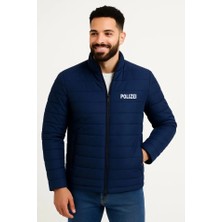 Pazarcan Erkek Mikro Su Itici Kapitone Baskılı Astarlı Fermuarlı Bomber Mont - Lacivert