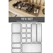 15'li Çekmece Içi Organizer, Kozmetik ve Takı Düzenleyici, Antrasit Renk