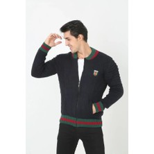 Pazarcan Erkek Tam Fermuarlı Triko Hırka - Lacivert