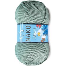 Nako Saten (5 Adet) 10937 Küf Yeşili Renk El Örgü Ipliği