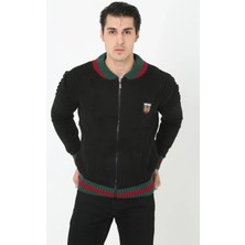 Pazarcan Erkek Tam Fermuarlı Triko Hırka - Siyah