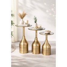 Valda 3 Lü Roos Gold Eskitme Aynalı Zigon Sehpa