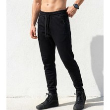 Plus Scorpion Erkek Slim Fit Eşofman Altı – Pamuklu Kumaş, Fermuarlı Cepli, Rib Paça