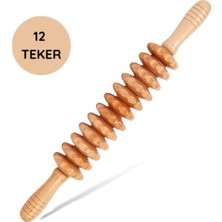PremiumPort Düz 12 Tekerlekli Ahşap Gua Sha Masaj Çubuğu, Lenf Drenajı & Selülit Bakımı