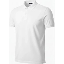 Pazarcan Erkek Pike Kumaş Düğmeli Yaka Regular Günlük Kısa Kol Tişört T-Shirt - Beyaz