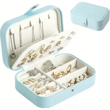 Mavi Dikdörtgen Takı Kutusu, 3 Bölmeli, Seyahat ve Düzenleme Organizeri