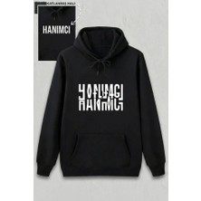 Pazarcan Sevgililer Günü Özel Kapüşonlu Hanımcı Baskılı Oversize Sweatshirt - Siyah