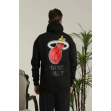 Pazarcan Unisex Kapşonlu Baskılı Sweetshirt - Siyah