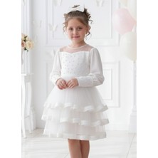 Treemass Kız Çocuk Kadife ve Tülden Elbise Özel Günler Için Ideal.