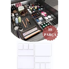 10'lu Şeffaf Modüler Çekmece Içi Makyaj ve Takı Organizer Seti