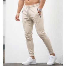 Plus Scorpion Erkek Slim Fit Eşofman Altı – Pamuklu Kumaş, Fermuarlı Cepli, Rib Paça