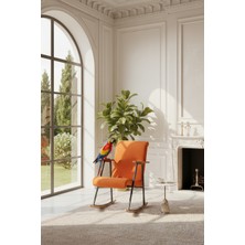 AVYNA Sallanır Ahşap Detaylı Tv Koltuğu | Sallanan Sandalye & Dinlenme Koltuğu | Sallanan Sandalye | Modern Tasarım | Turuncu