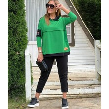 Pazarcan Kadın Yeşil Kapşonlu Etek Ucu Detay Arma Ters Dikiş Gorunumlu Ikili Takım