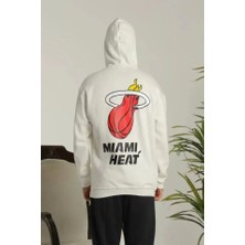 Pazarcan Unisex Kapşonlu Baskılı Sweetshirt - Beyaz