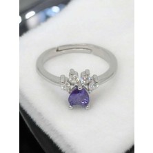 Lunel Silver Mor Taşlı Pati Figürlü Ayarlanabilir 925 Ayar Gümüş Yüzük – Sevimli Tasarım