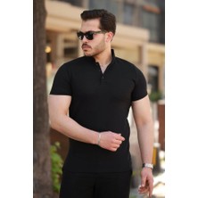 Pazarcan Erkek Hakim Yaka Dokuma Pamuklu Kumaş Kısa Kollu T-Shirt