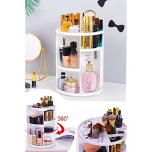 Beyaz 360 Derece Dönebilen Çok Bölmeli Makyaj Organizeri