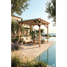 Treemet Ahşap Kamelya - Gölgelikli Lüks Bahçe Pergola 3X3M  | 10X10CM Kalın Dikmeler & Metal Bağlantılı Modüler Kurulum