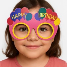 Pazarcan Balon Desenli Karton Doğum Günü Gözlükleri 6 Adet Pembe Renk